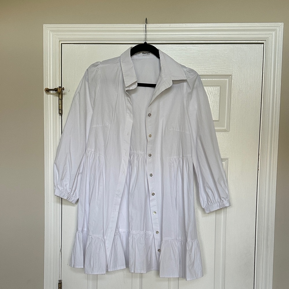 Showpo White Casual Button Down Mini Dress